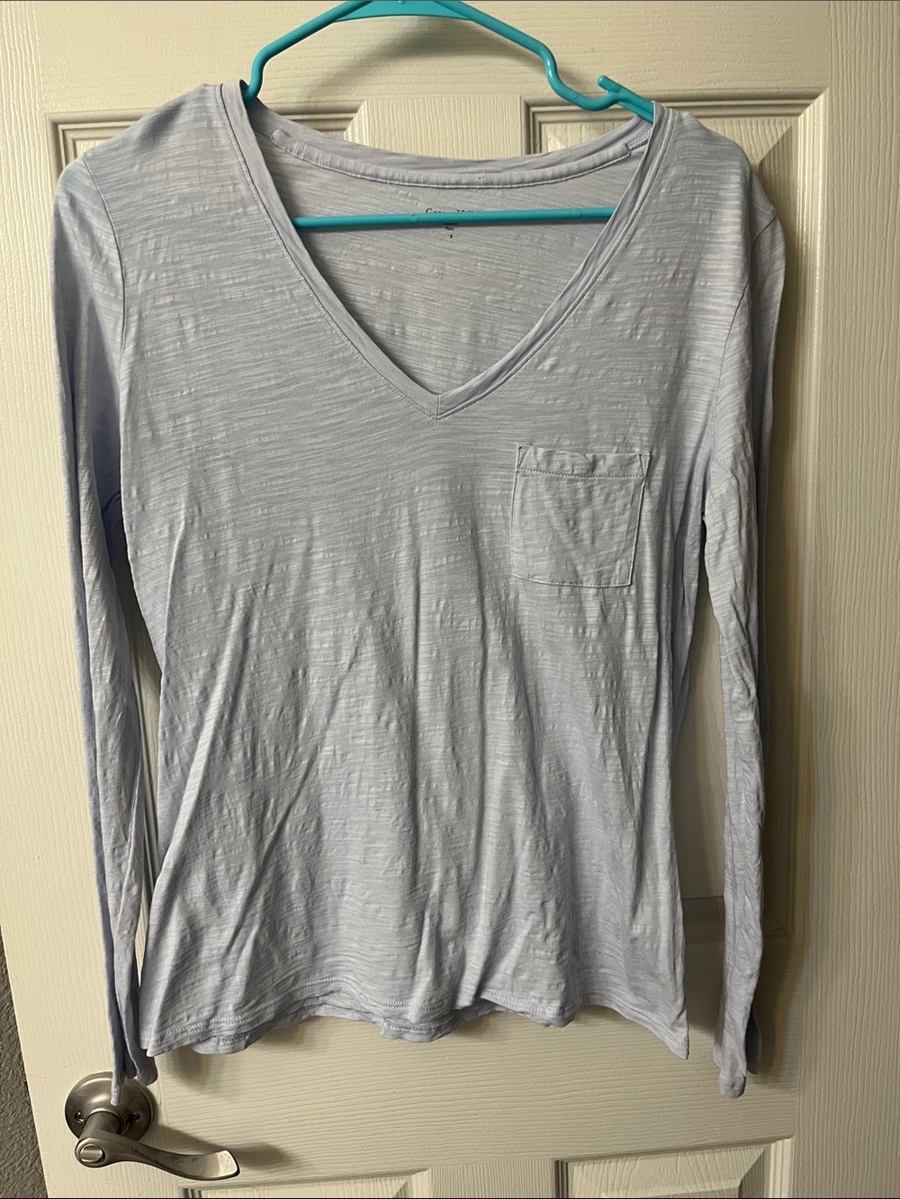 Garnet Hill Long Sleeve Textured Pocket Top